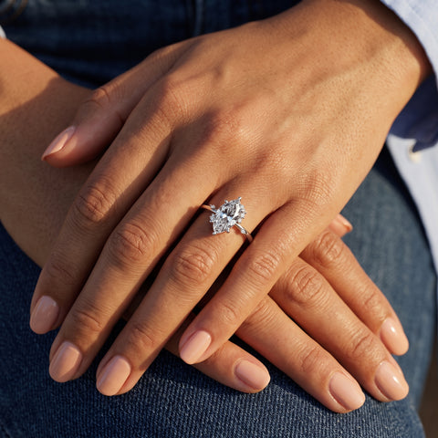 1.52 Ct Marquise Solitaire with Side Diamond Ring