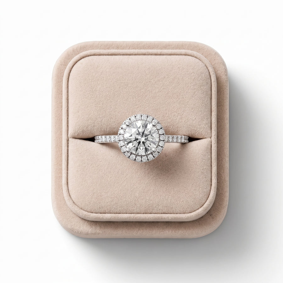 1.18 Ct Round Halo Lab Diamond Accent Band
