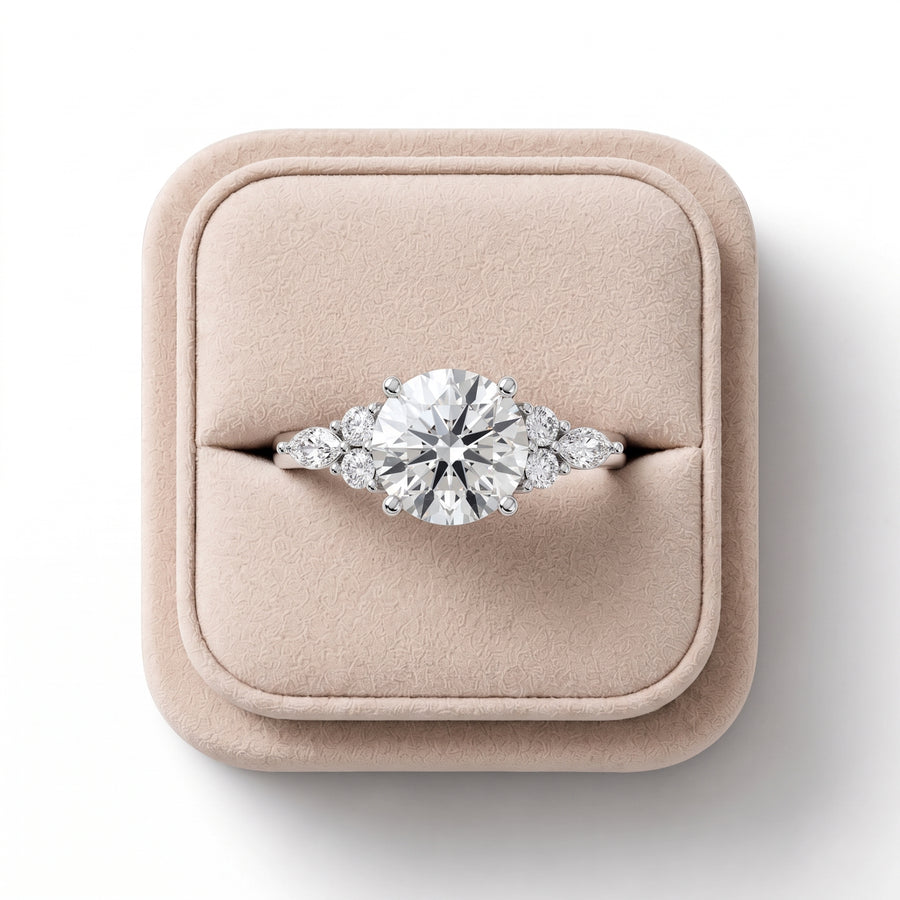 1.10 Ct Round Solitaire With Side Diamond Ring