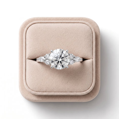1.10 Ct Round Solitaire With Side Diamond Ring