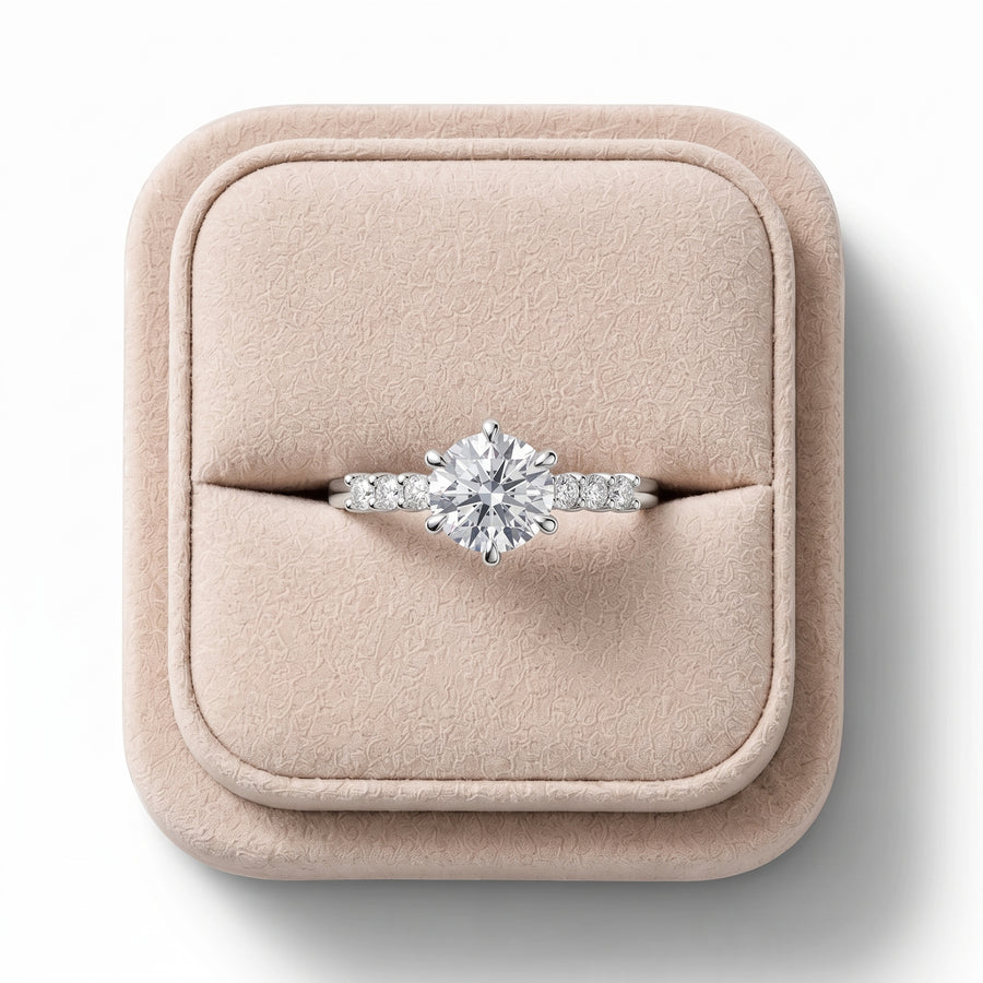 1.21 Ct Round Solitaire Lab Diamond Accent Ring