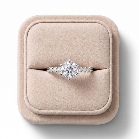 1.21 Ct Round Solitaire Lab Diamond Accent Ring