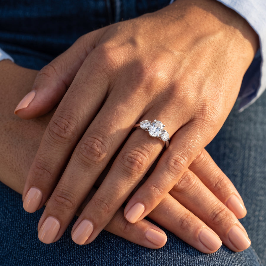 2.00 Ct Oval Three-Stone Lab Diamond Ring