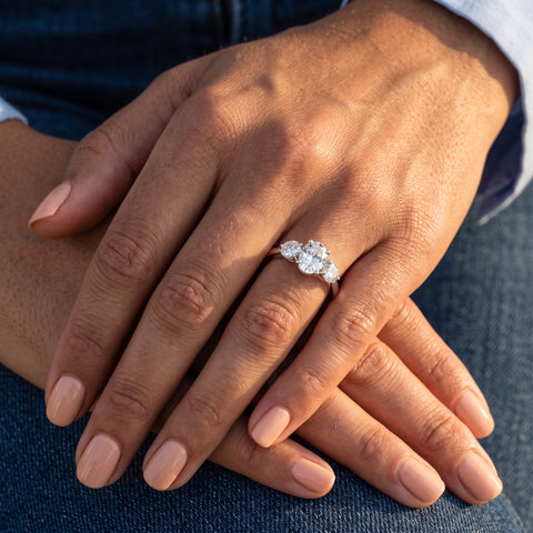 2.00 Ct Oval Three-Stone Lab Diamond Ring