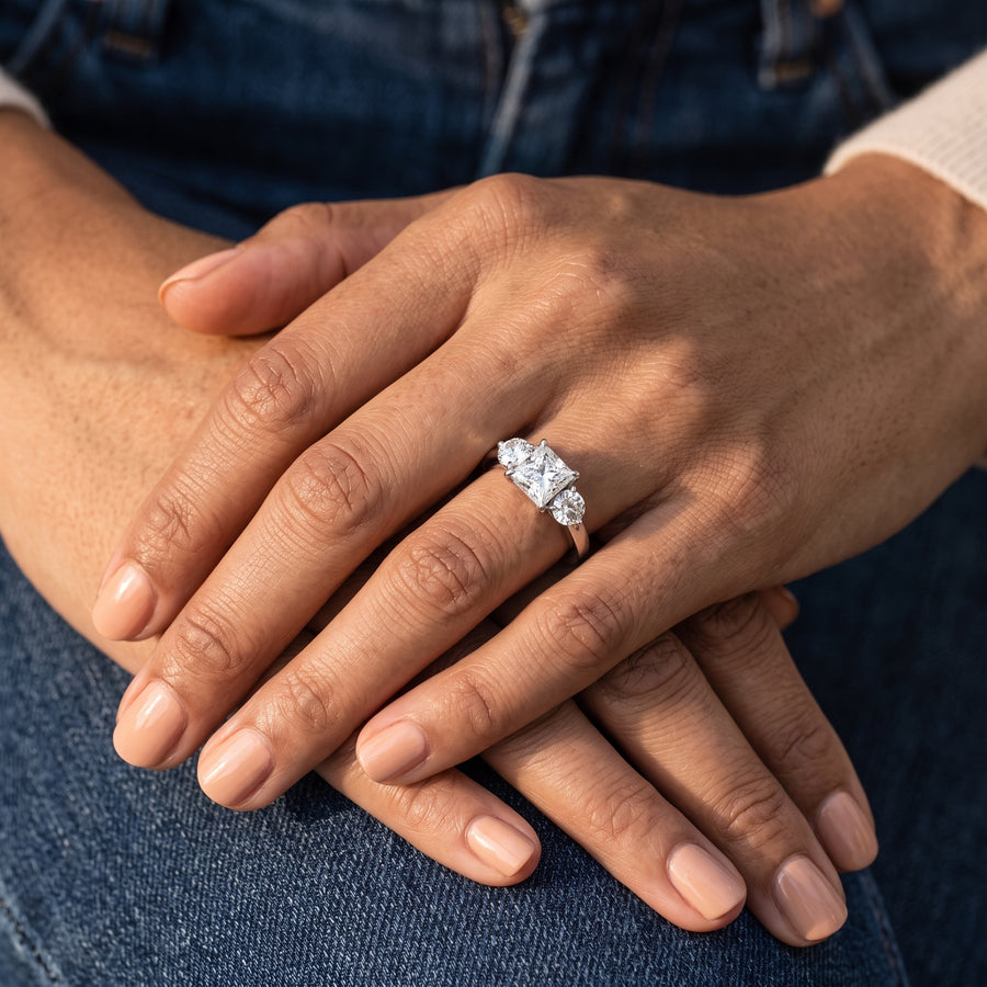2.50 Ct Princess Three-Stone Lab Diamond Ring