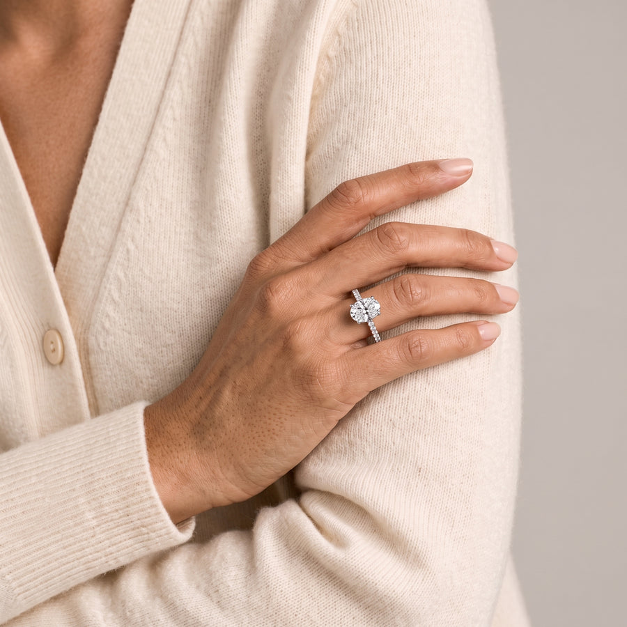 3.33 Ct Oval Hidden Halo Pavé Ring