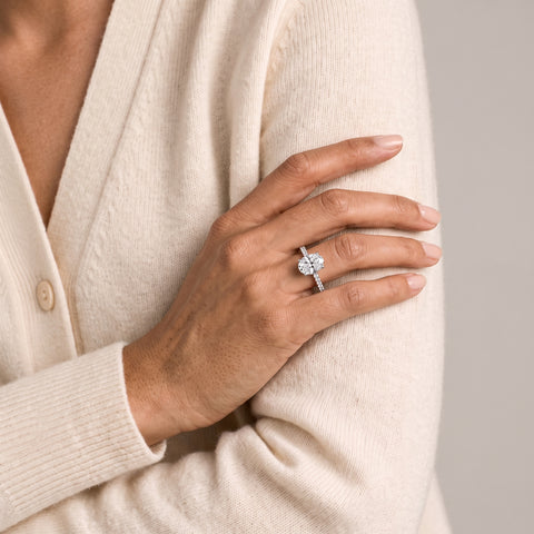 3.33 Ct Oval Hidden Halo Pavé Ring