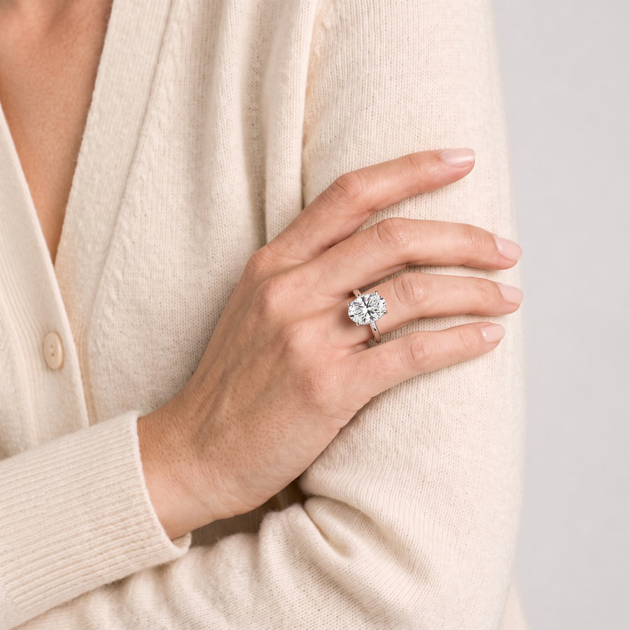 3.1 Ct Oval Hidden Halo Solitaire Engagement Ring