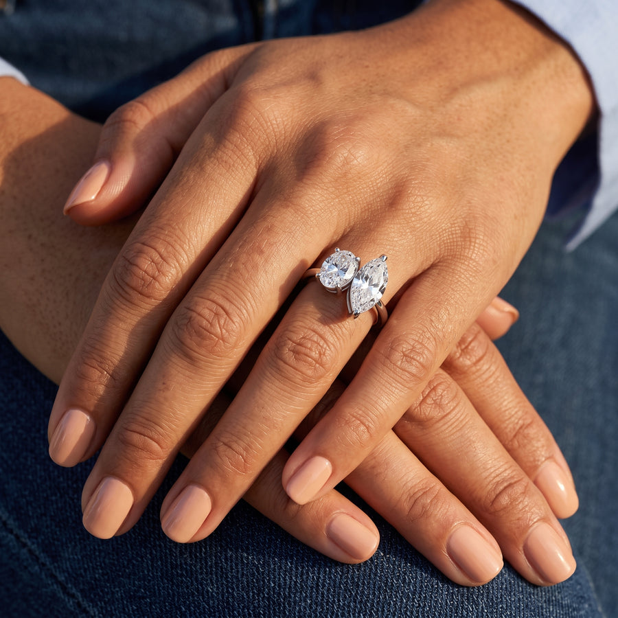 3.00 Ct Oval Marquise Toi et Moi Ring