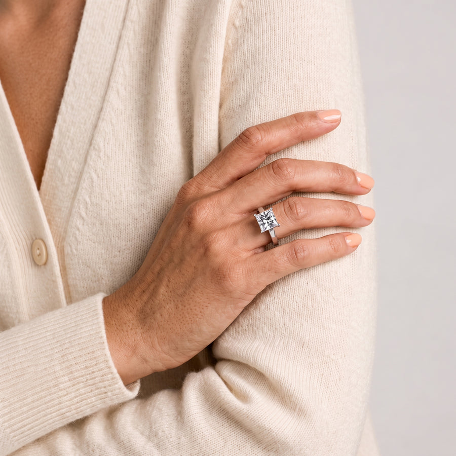 2.00 Ct Princess Solitaire Basket Set Ring