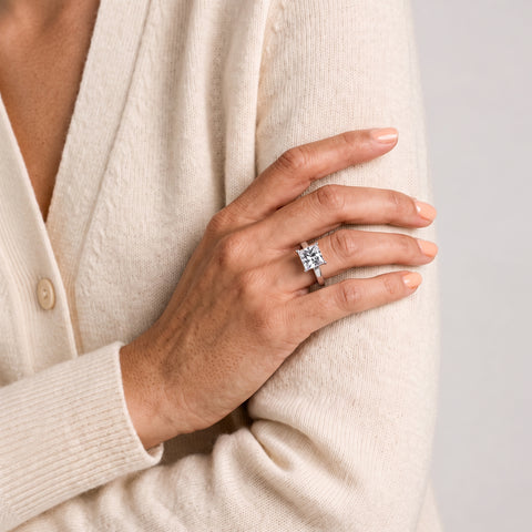 2.00 Ct Princess Solitaire Basket Set Ring