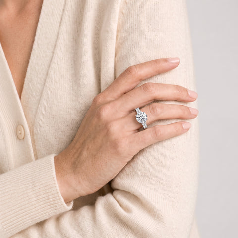 3.26 Ct Round Three Stone Lab Diamond Ring