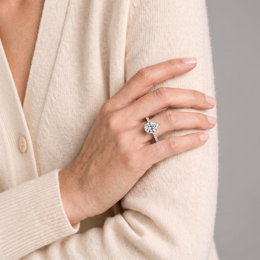2.23 Ct Pear Hidden Halo Pavé Ring