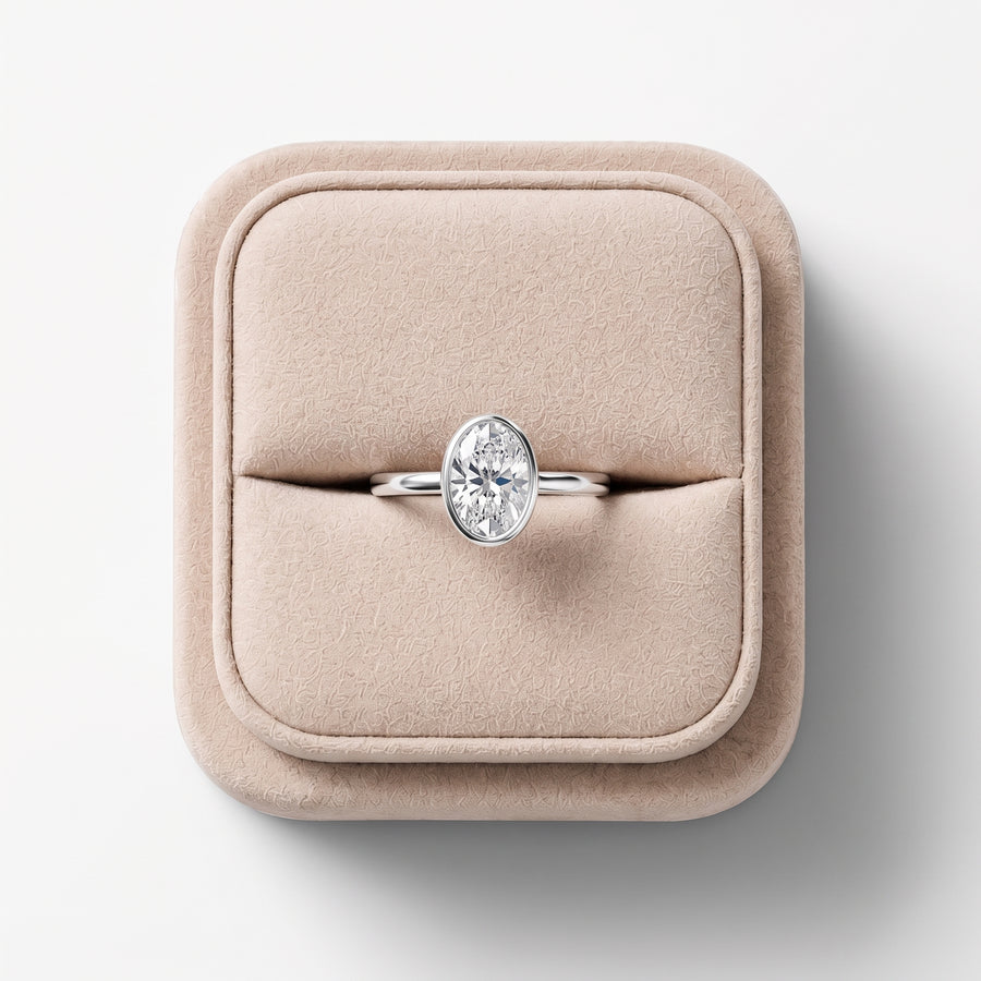 1.00 Ct Oval Bezel Solitaire Ring