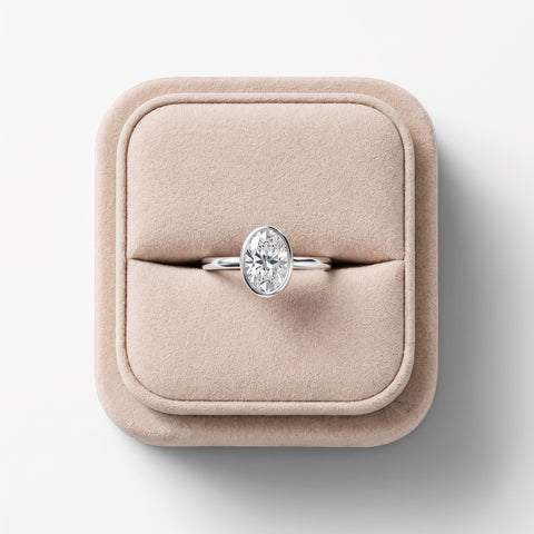 1.00 Ct Oval Bezel Solitaire Ring