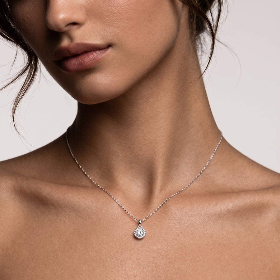 1.23 Ct Round Halo Lab Diamond Pendant