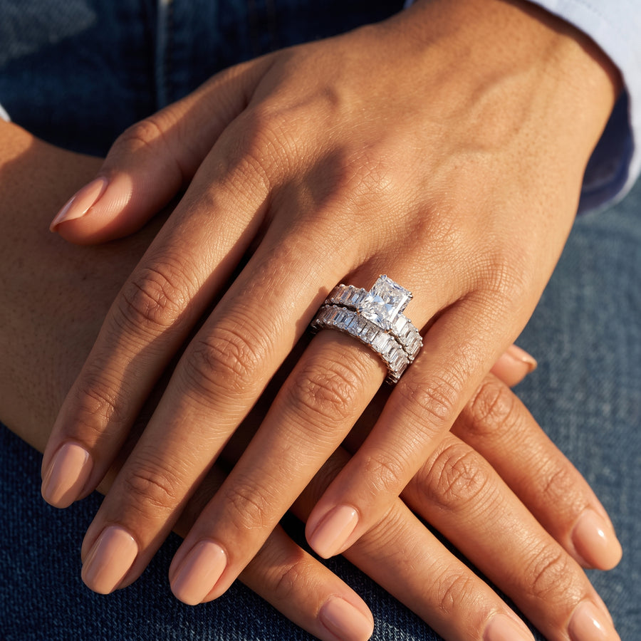 11.02 Ct Radiant Double Band Lab Grown Diamond Ring