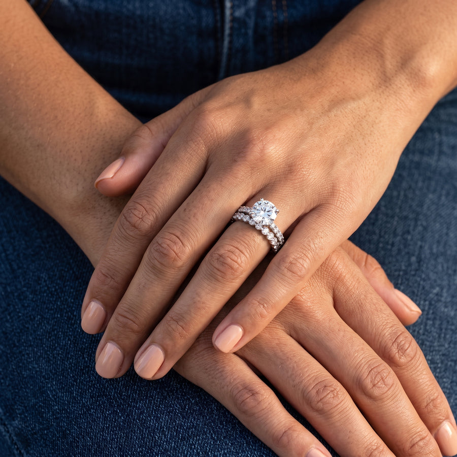 3.38 Ct Round Solitaire Lab Grown Diamond Ring Set