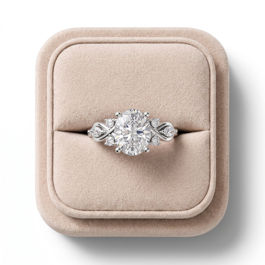 2.30 Ct Oval Solitaire With Side Stone Engagement Ring