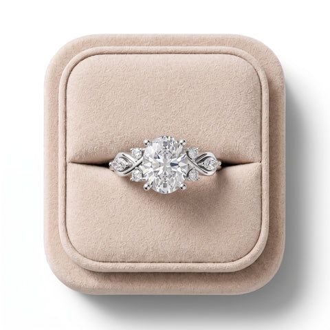 2.30 Ct Oval Solitaire With Side Stone Engagement Ring