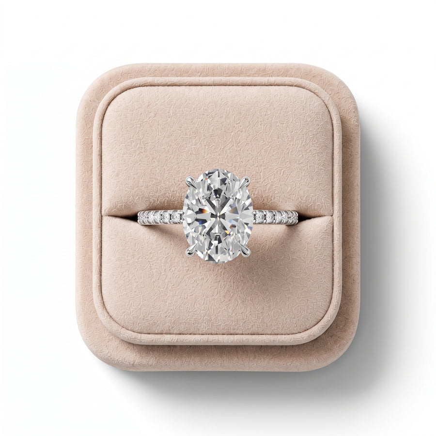 2.19 Ct Oval Hidden Halo Lab Grown Diamond Ring