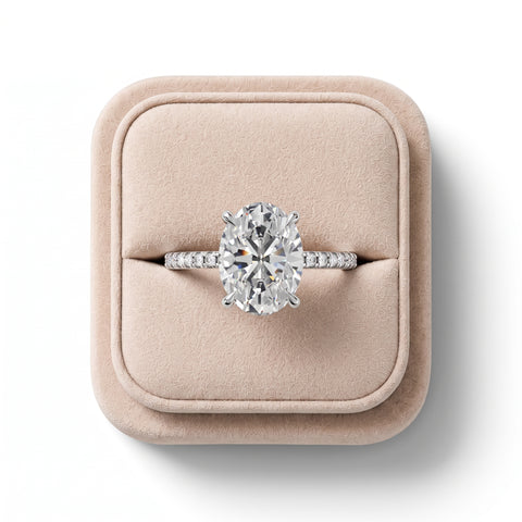 2.19 Ct Oval Hidden Halo Lab Grown Diamond Ring