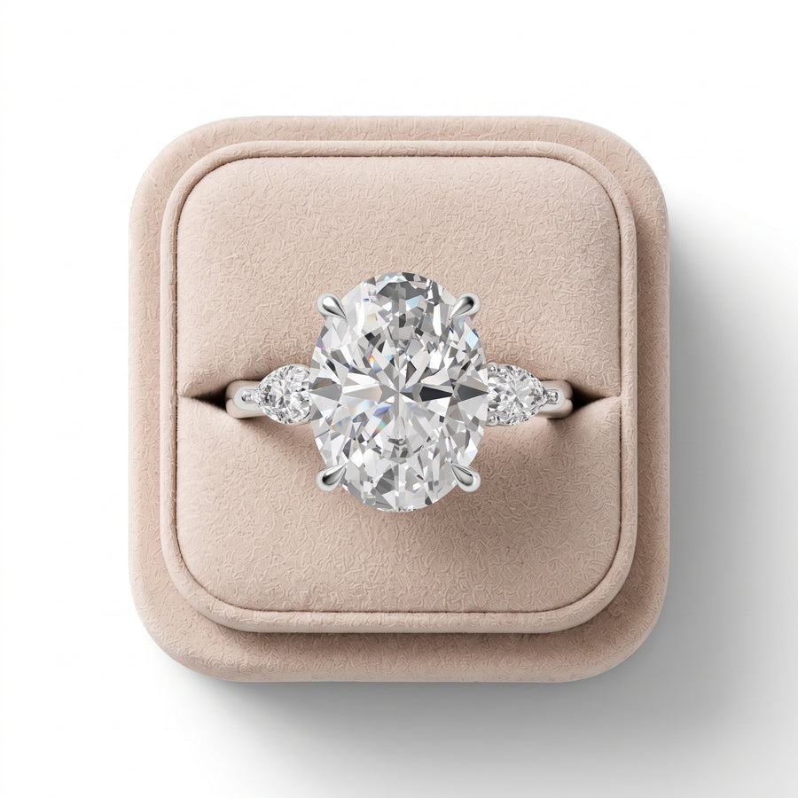 4.36 Ct Oval Three Stone Lab Grown Diamond Ring