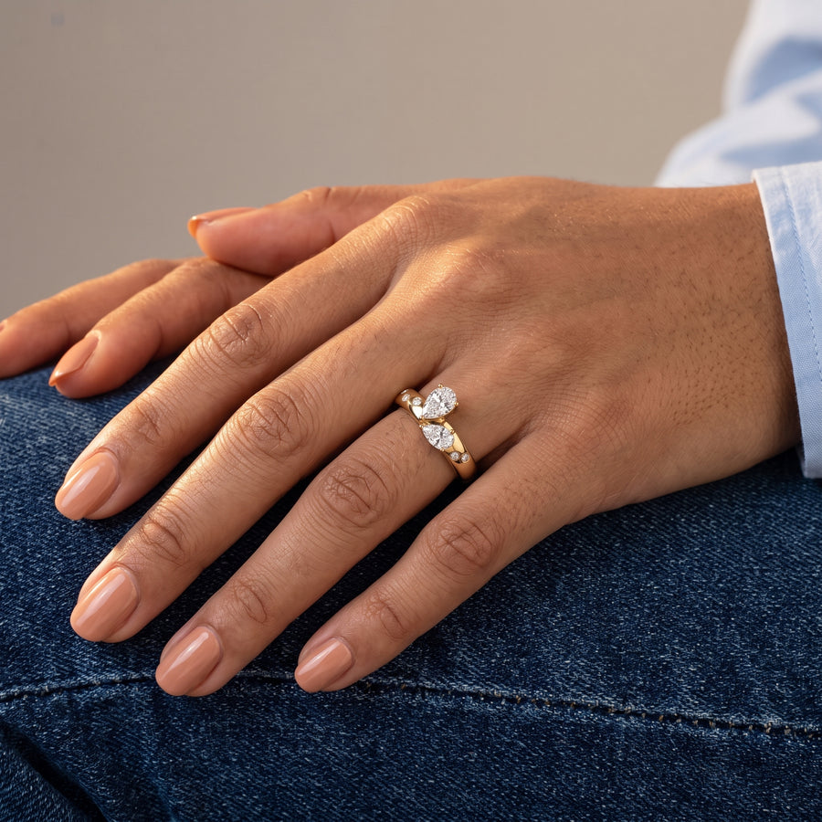 0.78 Ct Pear Toi et Moi Lab Diamond Ring