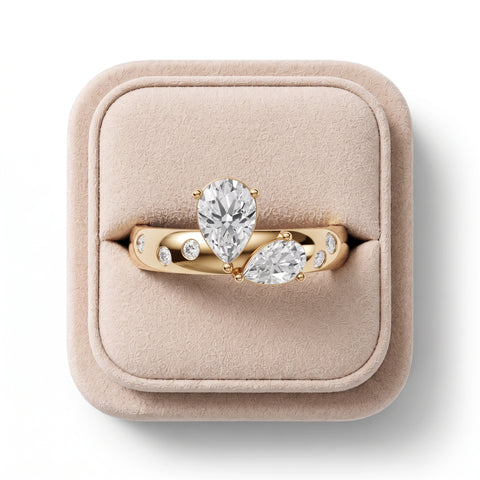 0.78 Ct Pear Toi et Moi Lab Diamond Ring