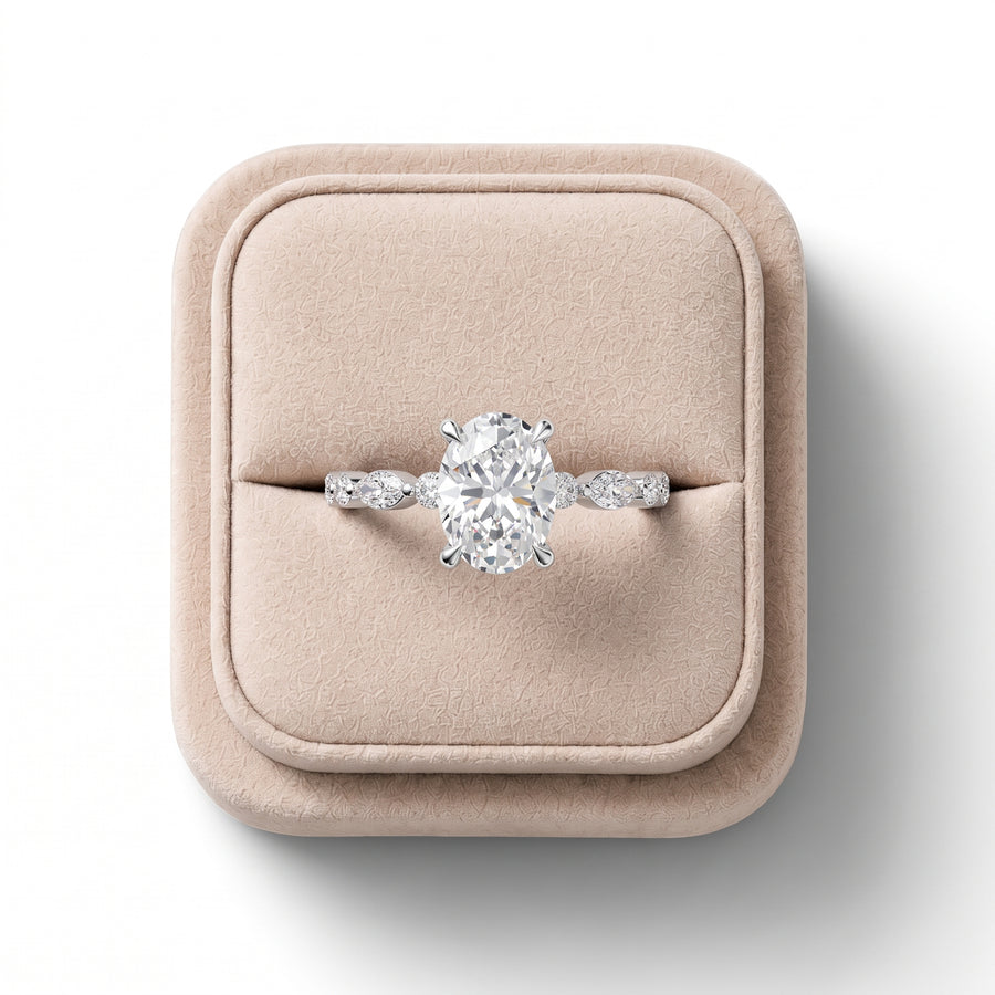 1.31 Ct Oval  Solitaire Accent Lab Grown Diamond Ring
