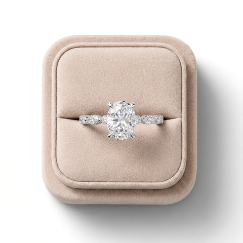 1.31 Ct Oval  Solitaire Accent Lab Grown Diamond Ring