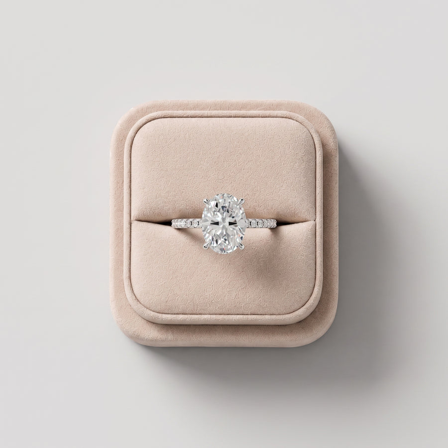 1.67 Ct Oval Solitaire Pavé Lab Grown Diamond Ring
