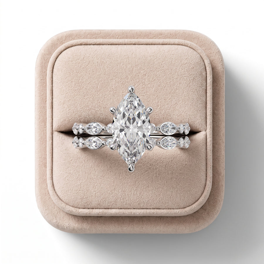 1.61 Ct Marquise With Side Diamond Band Ring