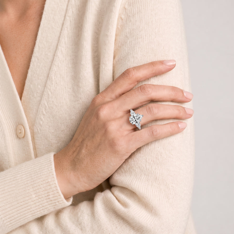 2.33 Ct Pear Three-Stone Lab Diamond Engagement Ring