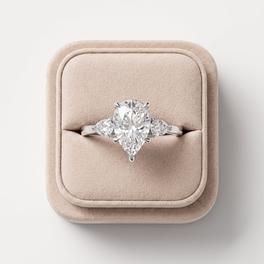 2.33 Ct Pear Three-Stone Lab Diamond Engagement Ring