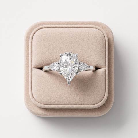 2.33 Ct Pear Three-Stone Lab Diamond Engagement Ring