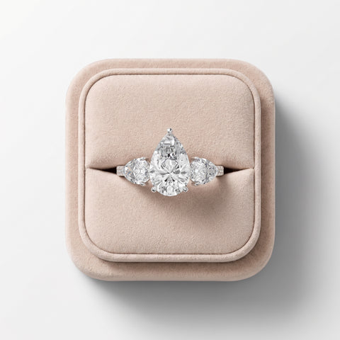 3.18 Ct Pear Three-Stone Pavé Lab Grown Diamond Ring