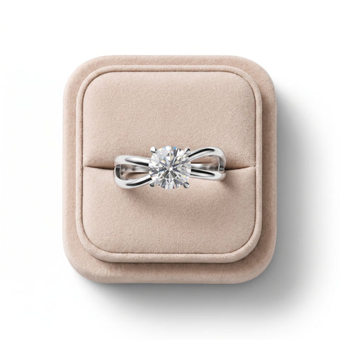 1 Ct Round Twist Shank Lab Grown Diamond Ring