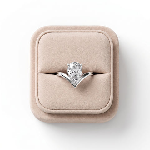 2 Ct Pear Lab Grown Diamond V-Chevron Engagement Ring
