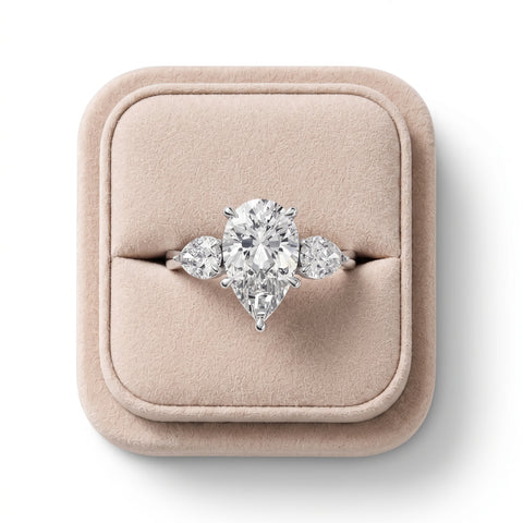 2.71 Ct Pear Three-Stone Solitaire Lab Grown Diamond Ring