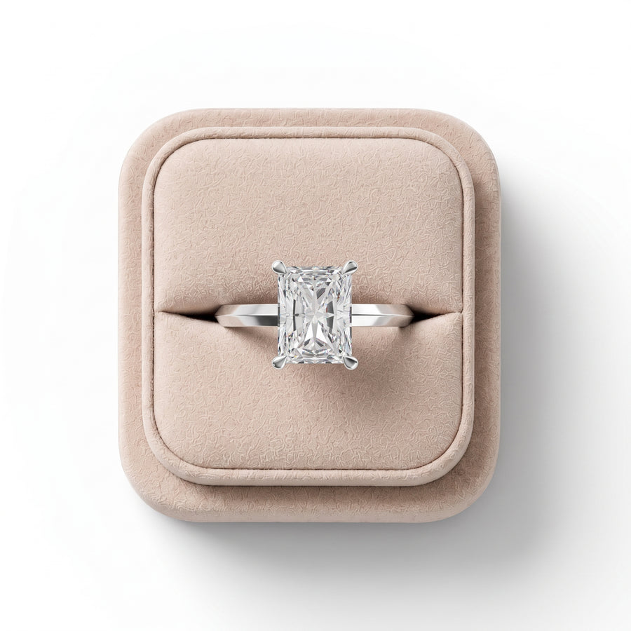 2.06 Ct Radiant Solitaire Hidden Halo Lab Diamond Ring