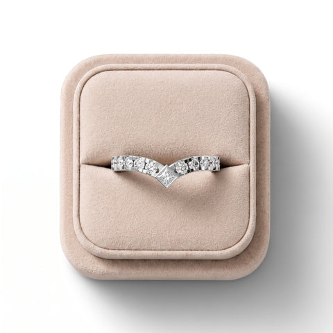 0.47 Ct Princess V-Shaped Lab Diamond Wedding Band