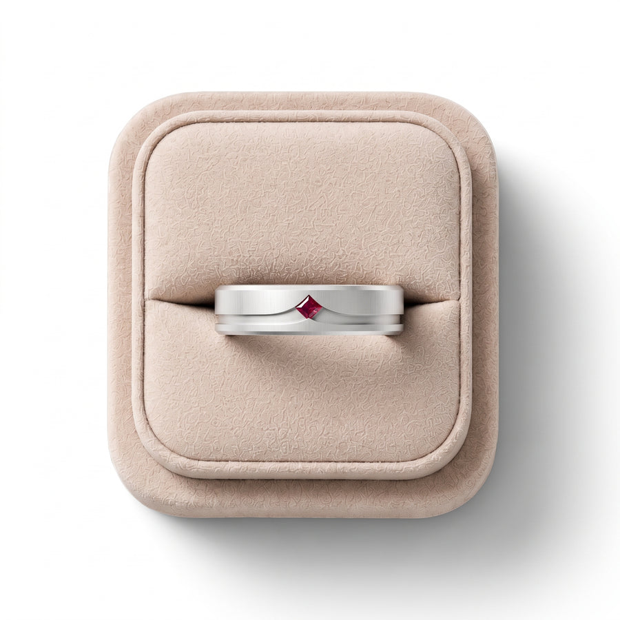 0.05 Ct Princess Flush Set Lab Diamond Wedding Band