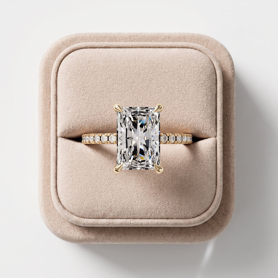 1.73 Ct Radiant Hidden Halo Pavé Ring