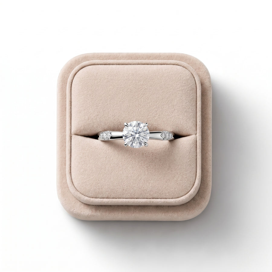 1.08 CT Round Solitaire With Side Diamond Ring