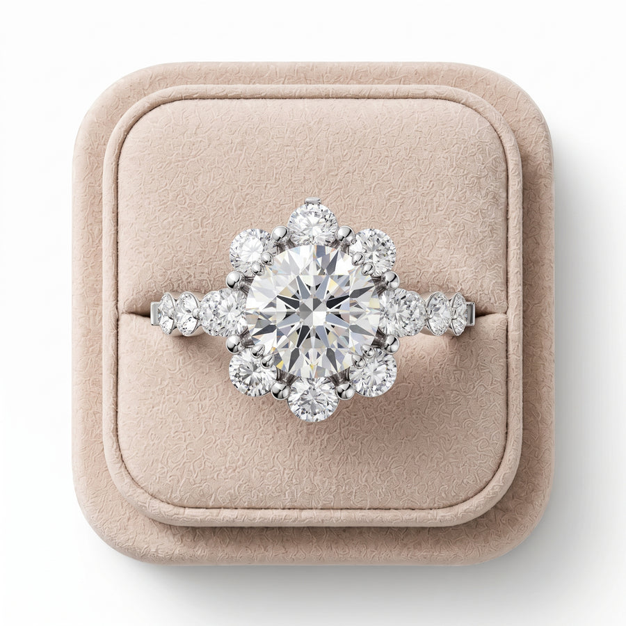 2.82 Ct Solitaire Halo Lab Diamond Accent Ring