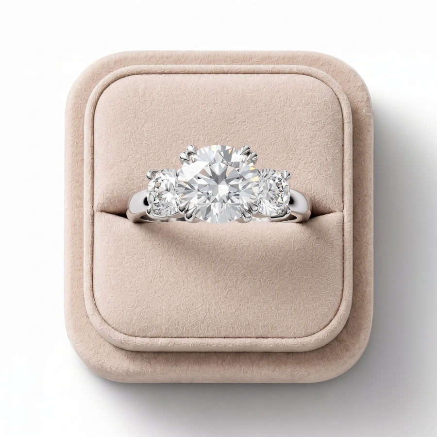 2.33 Ct Round Three Stone Lab Diamond Ring