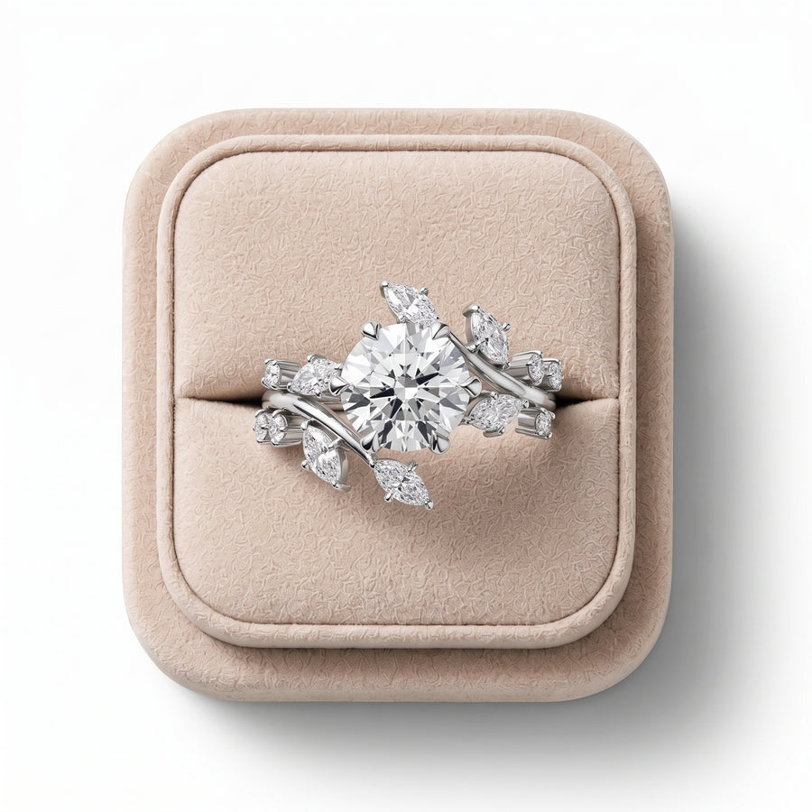 1.97 Ct Nature Vine Accent Lab Diamond Ring