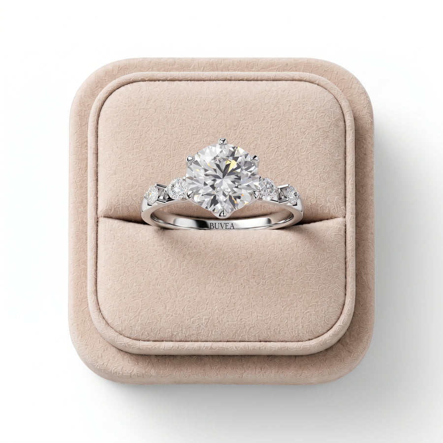 1.69 Ct Round Solitaire With Side Diamond Ring 1.50 Ct center