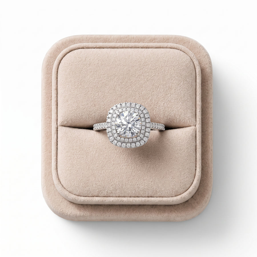 1.93 Ct Round Double Halo Lab Diamond Ring